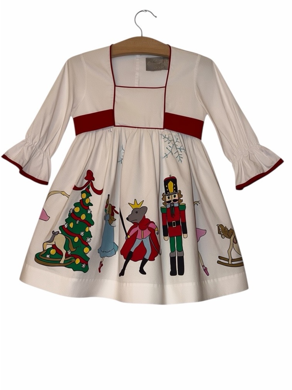 Eleanor Rose girls Ginger White & Red Nutcracker Print Holiday Dress Sz 3-4